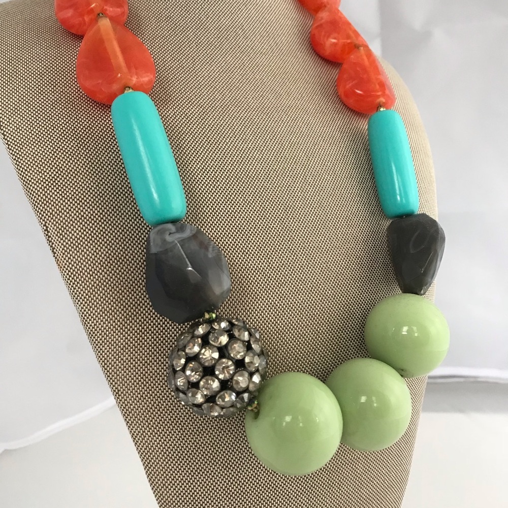 Anthro rhinestone and bead statement necklace
